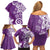 Polynesia Family Matching Off Shoulder Short Dress and Hawaiian Shirt Purple Tribal Turtle Floral Pattern