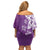 Polynesia Family Matching Off Shoulder Short Dress and Hawaiian Shirt Purple Tribal Turtle Floral Pattern