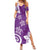 Polynesia Family Matching Summer Maxi Dress and Hawaiian Shirt Purple Tribal Turtle Floral Pattern