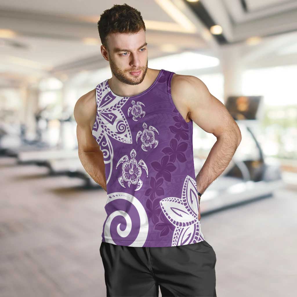 Polynesia Men Tank Top Purple Tribal Turtle Floral Pattern LT05 Purple - Polynesian Pride