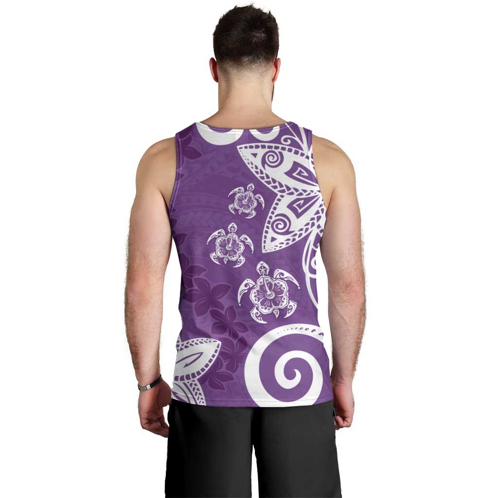 Polynesia Men Tank Top Purple Tribal Turtle Floral Pattern LT05 - Polynesian Pride