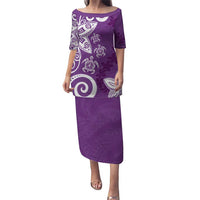 Polynesia Puletasi Purple Tribal Turtle Floral Pattern LT05 Long Dress Purple - Polynesian Pride