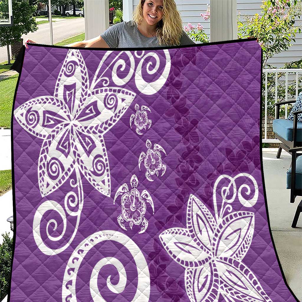 Polynesia Quilt Purple Tribal Turtle Floral Pattern
