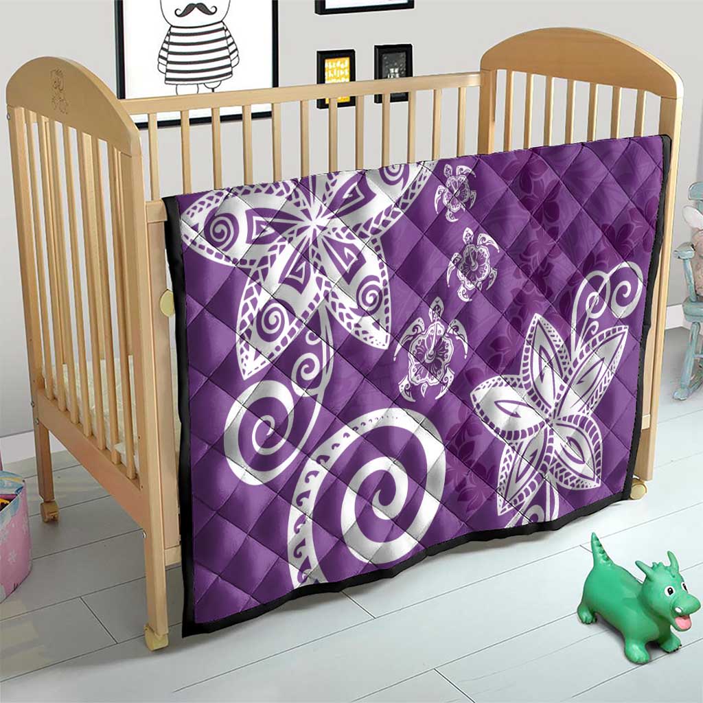 Polynesia Quilt Purple Tribal Turtle Floral Pattern
