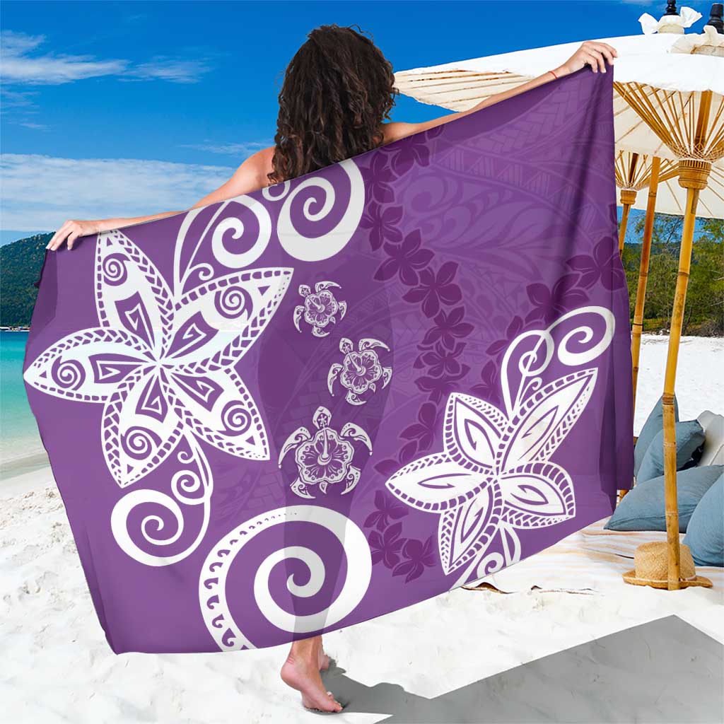 Polynesia Sarong Purple Tribal Turtle Floral Pattern