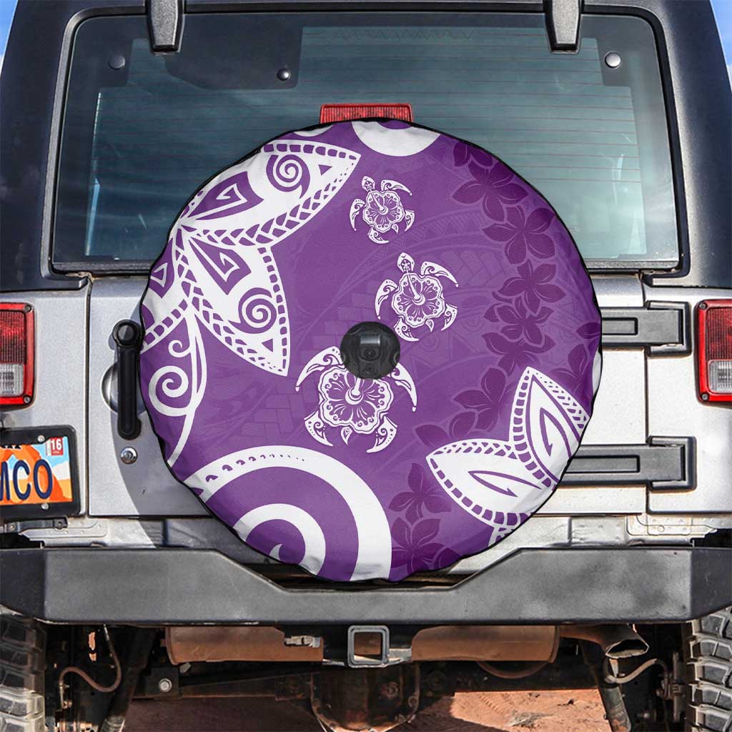 Polynesia Spare Tire Cover Purple Tribal Turtle Floral Pattern LT05 Purple - Polynesian Pride