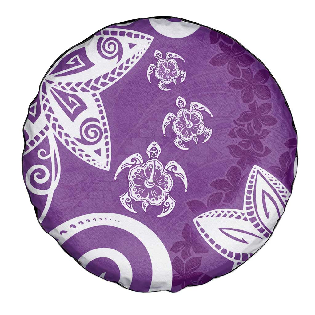 Polynesia Spare Tire Cover Purple Tribal Turtle Floral Pattern LT05 - Polynesian Pride