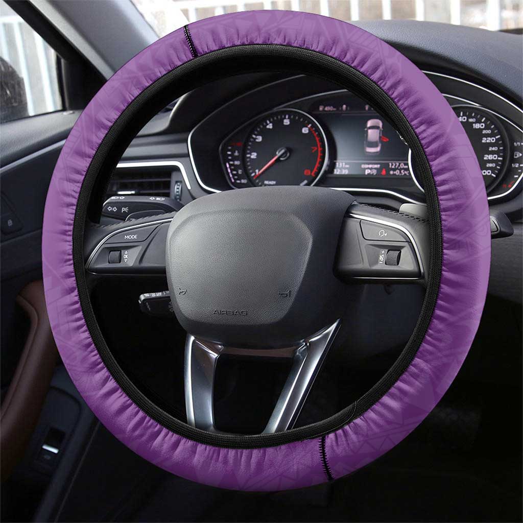 Polynesia Steering Wheel Cover Purple Tribal Turtle Floral Pattern LT05 - Polynesian Pride