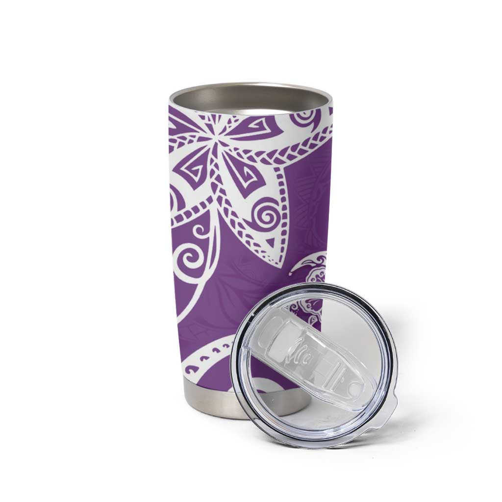 Polynesia Tumbler Cup Purple Tribal Turtle Floral Pattern LT05 - Polynesian Pride