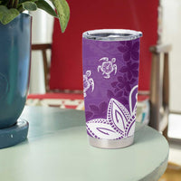 Polynesia Tumbler Cup Purple Tribal Turtle Floral Pattern LT05 - Polynesian Pride