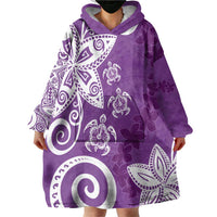 Polynesia Wearable Blanket Hoodie Purple Tribal Turtle Floral Pattern LT05 - Polynesian Pride