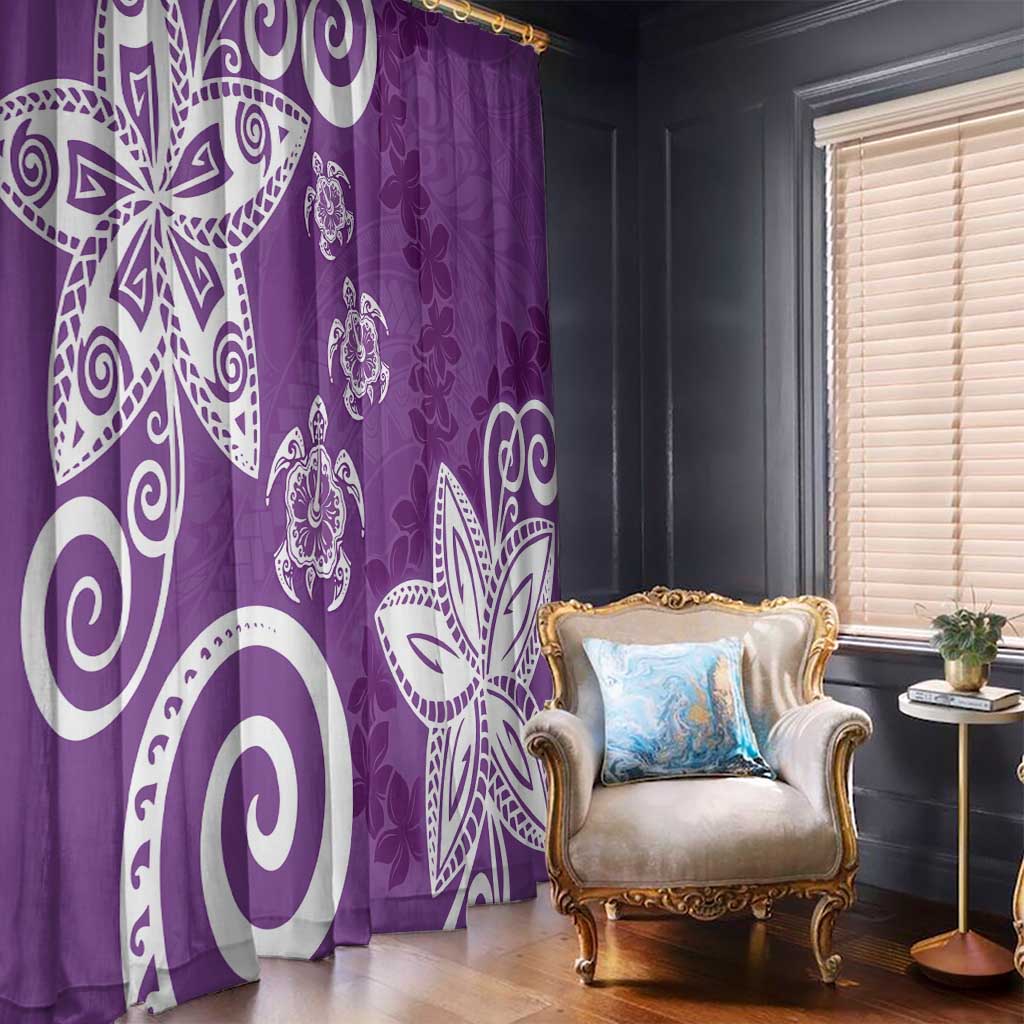 Polynesia Window Curtain Purple Tribal Turtle Floral Pattern LT05 - Polynesian Pride