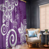 Polynesia Window Curtain Purple Tribal Turtle Floral Pattern LT05 - Polynesian Pride