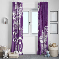 Polynesia Window Curtain Purple Tribal Turtle Floral Pattern LT05 - Polynesian Pride