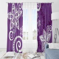 Polynesia Window Curtain Purple Tribal Turtle Floral Pattern LT05 - Polynesian Pride