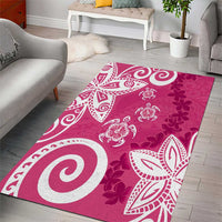 Polynesia Area Rug Pink Tribal Turtle Floral Pattern LT05 - Polynesian Pride