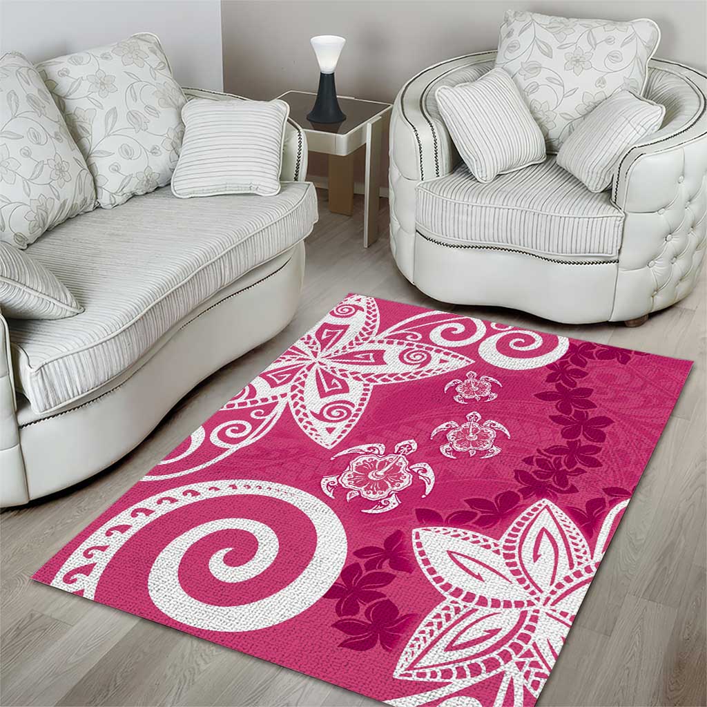 Polynesia Area Rug Pink Tribal Turtle Floral Pattern LT05 - Polynesian Pride