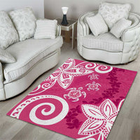 Polynesia Area Rug Pink Tribal Turtle Floral Pattern LT05 - Polynesian Pride