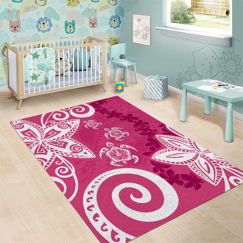 Polynesia Area Rug Pink Tribal Turtle Floral Pattern LT05 - Polynesian Pride