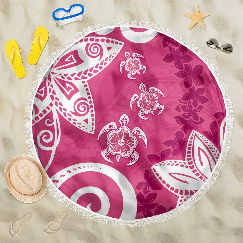 Polynesia Beach Blanket Pink Tribal Turtle Floral Pattern LT05 One Size 150cm Pink - Polynesian Pride