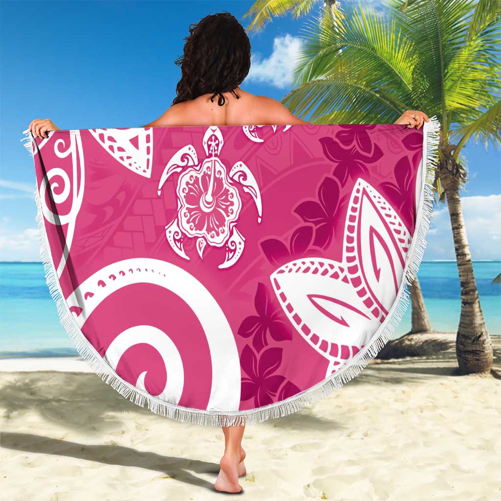 Polynesia Beach Blanket Pink Tribal Turtle Floral Pattern LT05 - Polynesian Pride