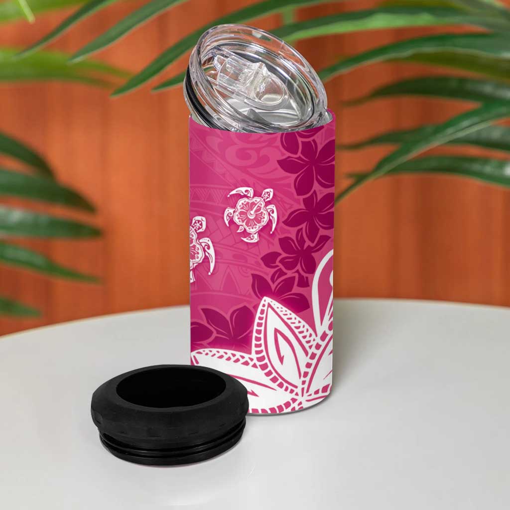 Polynesia 4 in 1 Can Cooler Tumbler Pink Tribal Turtle Floral Pattern LT05 - Polynesian Pride