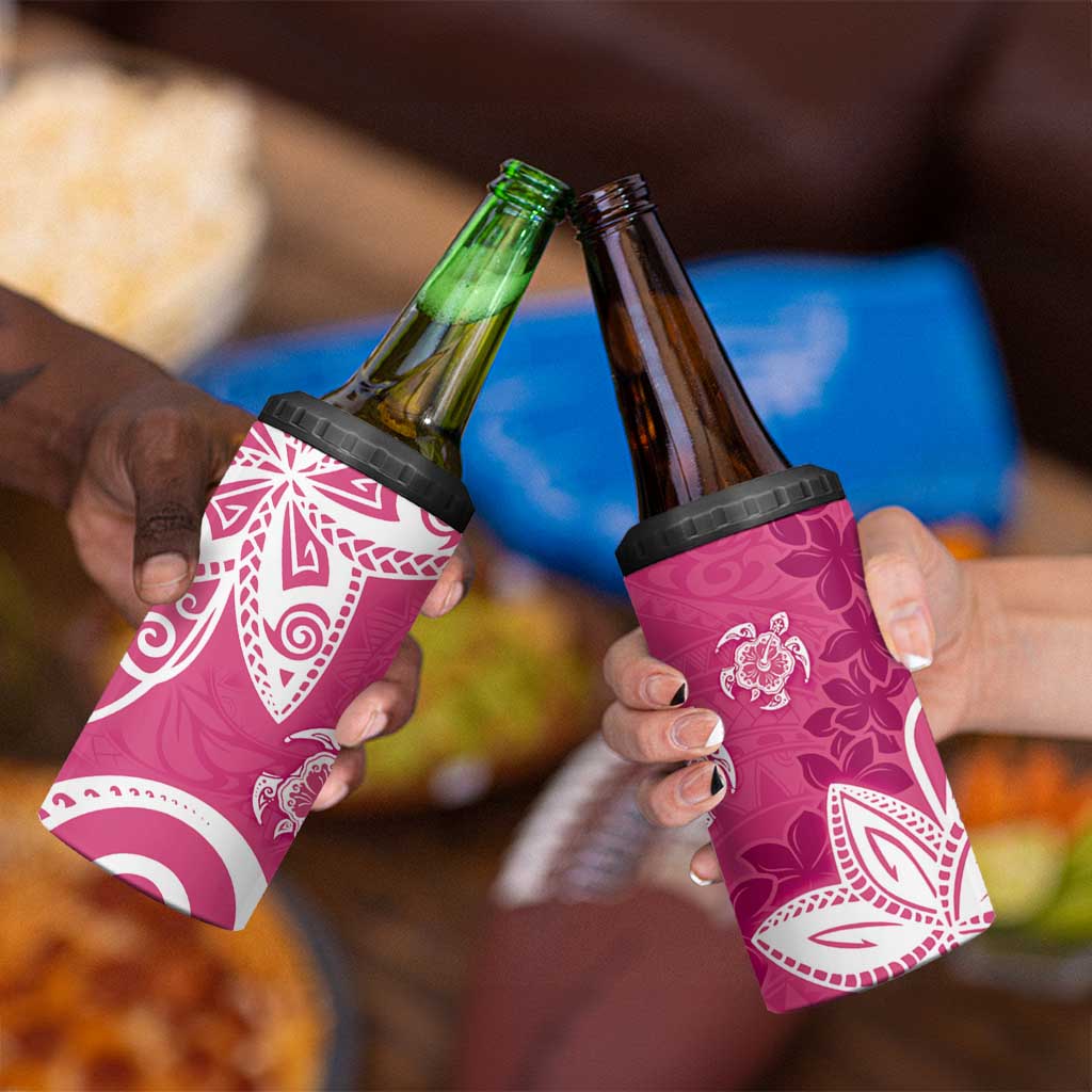 Polynesia 4 in 1 Can Cooler Tumbler Pink Tribal Turtle Floral Pattern LT05 - Polynesian Pride