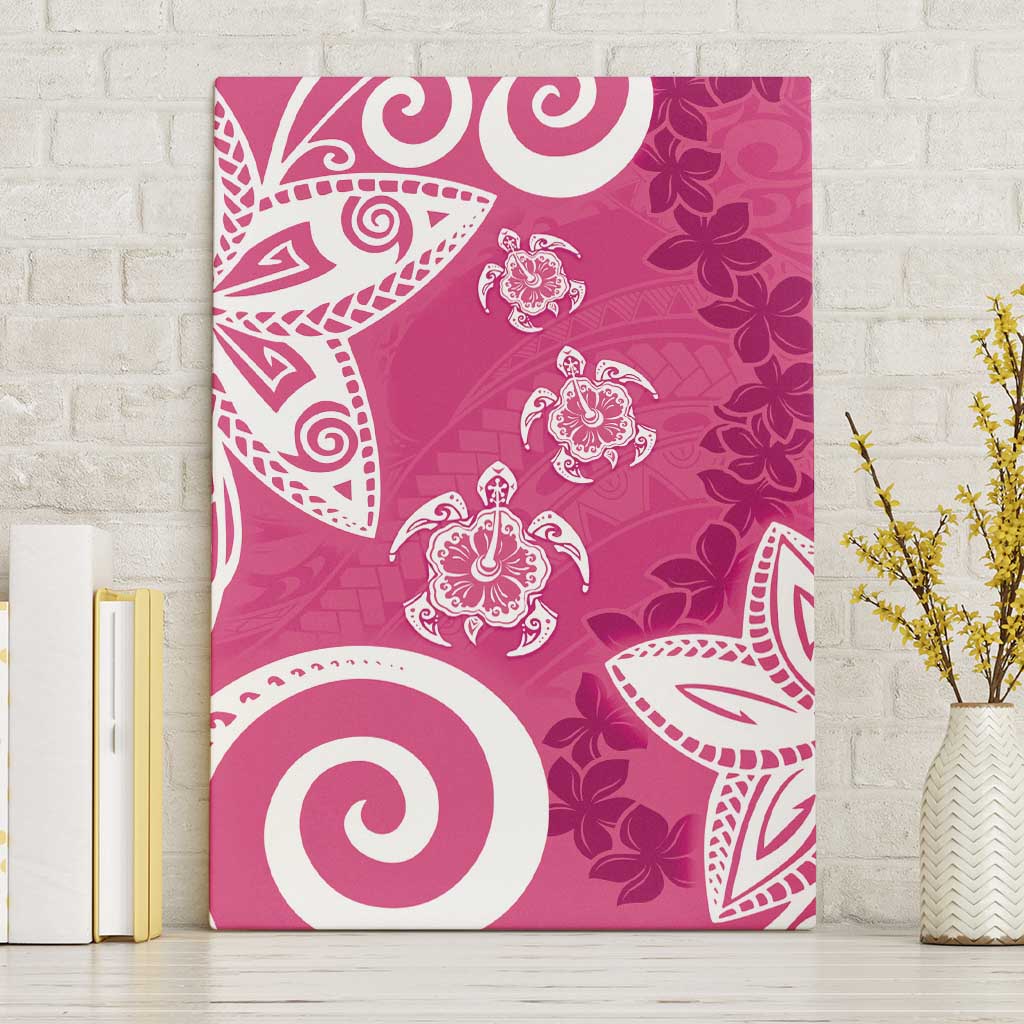 Polynesia Canvas Wall Art Pink Tribal Turtle Floral Pattern LT05 Without Frame Pink - Polynesian Pride