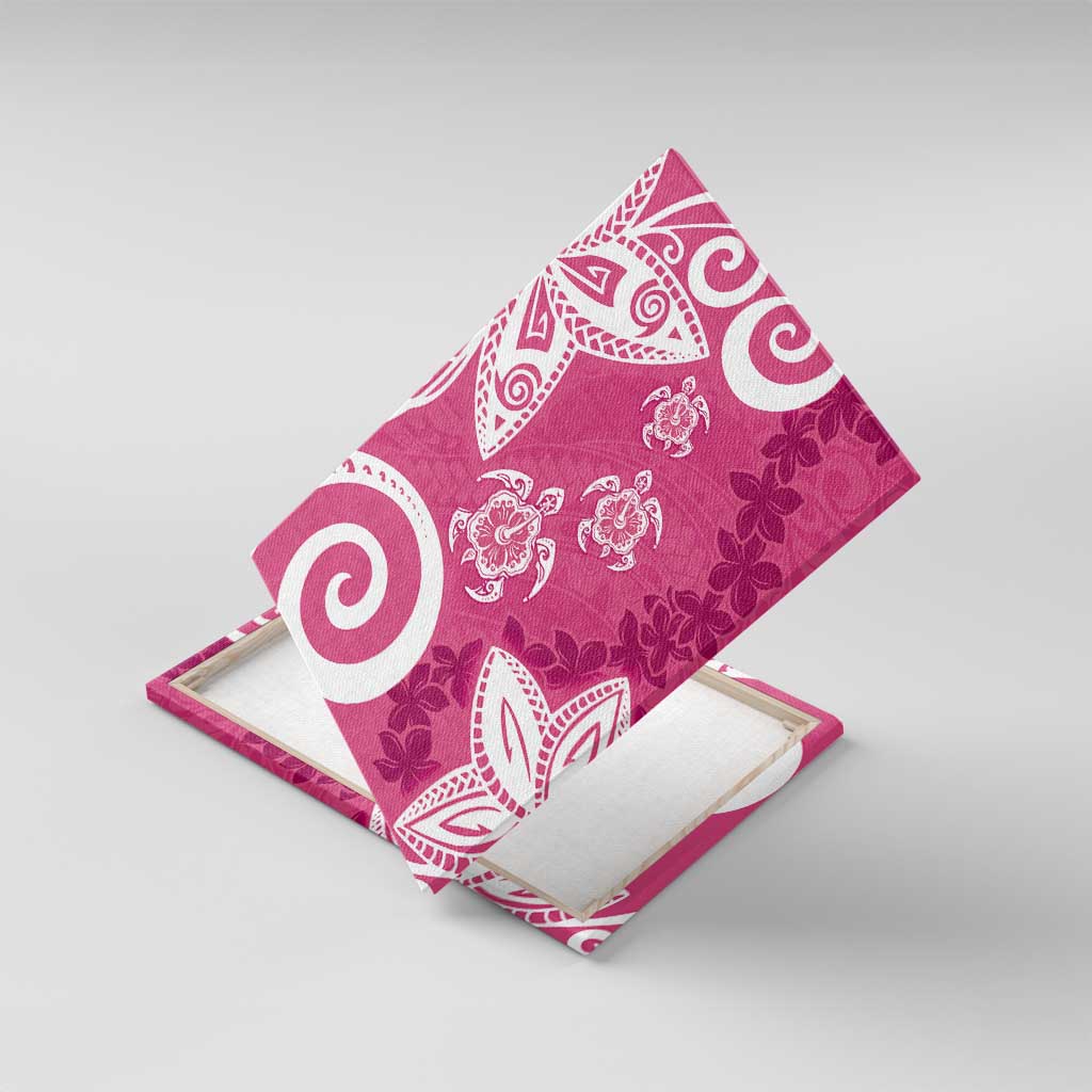 Polynesia Canvas Wall Art Pink Tribal Turtle Floral Pattern LT05 With Frame Pink - Polynesian Pride
