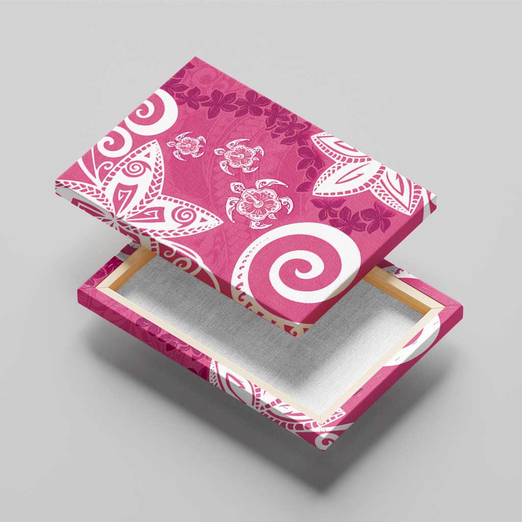 Polynesia Canvas Wall Art Pink Tribal Turtle Floral Pattern LT05 - Polynesian Pride