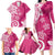 Polynesia Family Matching Long Sleeve Bodycon Dress and Hawaiian Shirt Pink Tribal Turtle Floral Pattern