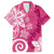 Polynesia Family Matching Long Sleeve Bodycon Dress and Hawaiian Shirt Pink Tribal Turtle Floral Pattern