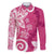 Polynesia Family Matching Long Sleeve Bodycon Dress and Hawaiian Shirt Pink Tribal Turtle Floral Pattern