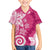 Polynesia Family Matching Long Sleeve Bodycon Dress and Hawaiian Shirt Pink Tribal Turtle Floral Pattern