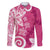 Polynesia Family Matching Off The Shoulder Long Sleeve Dress and Hawaiian Shirt Pink Tribal Turtle Floral Pattern