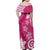 Polynesia Family Matching Off Shoulder Maxi Dress and Hawaiian Shirt Pink Tribal Turtle Floral Pattern