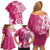 Polynesia Family Matching Off Shoulder Short Dress and Hawaiian Shirt Pink Tribal Turtle Floral Pattern