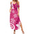 Polynesia Family Matching Summer Maxi Dress and Hawaiian Shirt Pink Tribal Turtle Floral Pattern