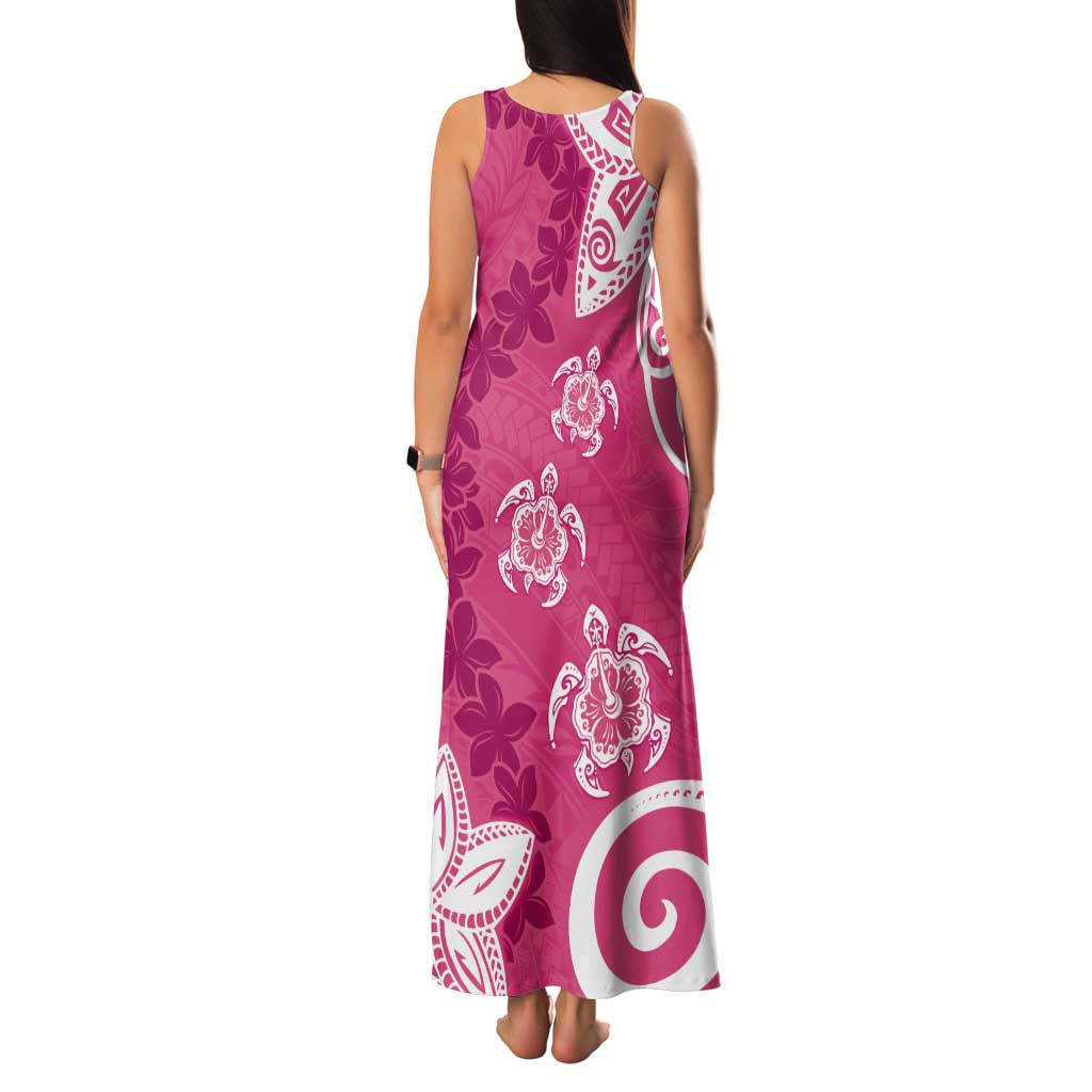 Polynesia Family Matching Tank Maxi Dress and Hawaiian Shirt Pink Tribal Turtle Floral Pattern