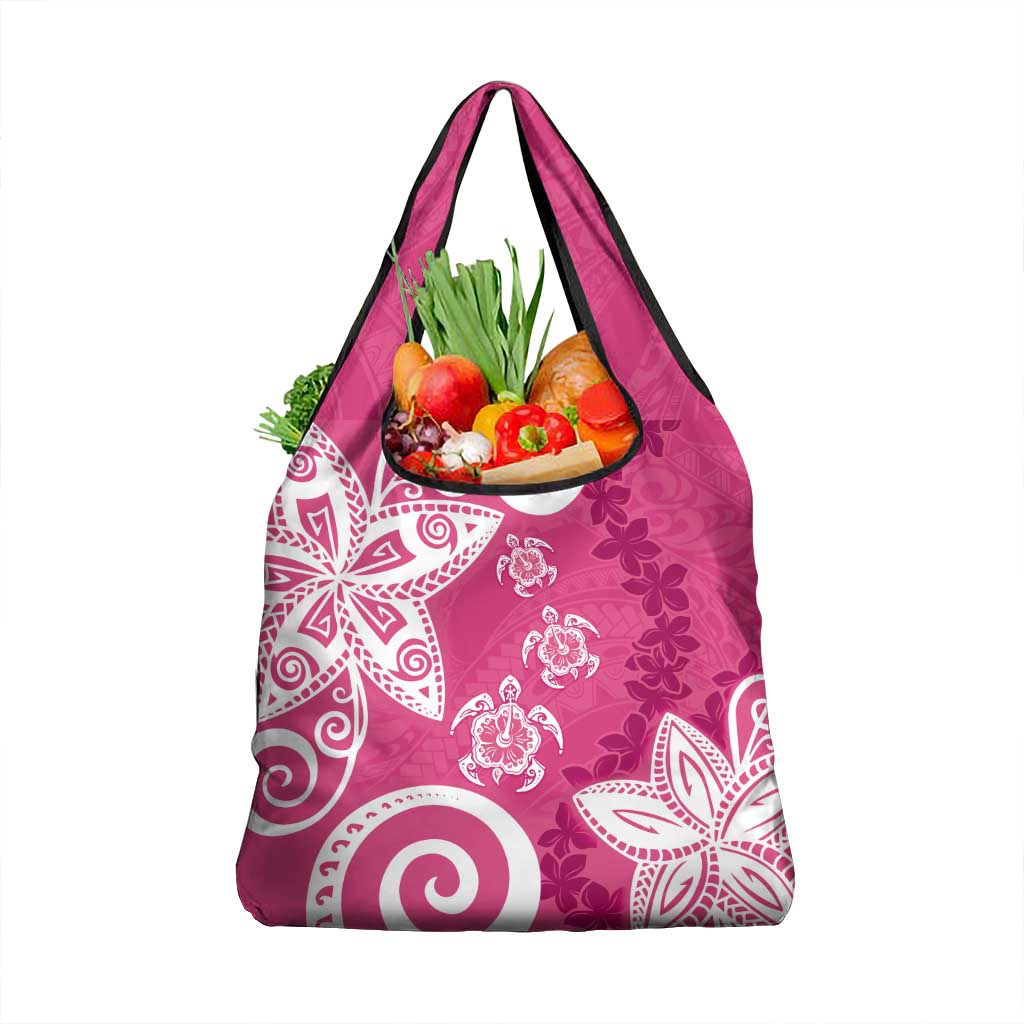 Polynesia Grocery Bag Pink Tribal Turtle Floral Pattern LT05 1-pack One Size Pink - Polynesian Pride