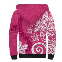 Polynesia Sherpa Hoodie Pink Tribal Turtle Floral Pattern LT05 - Polynesian Pride