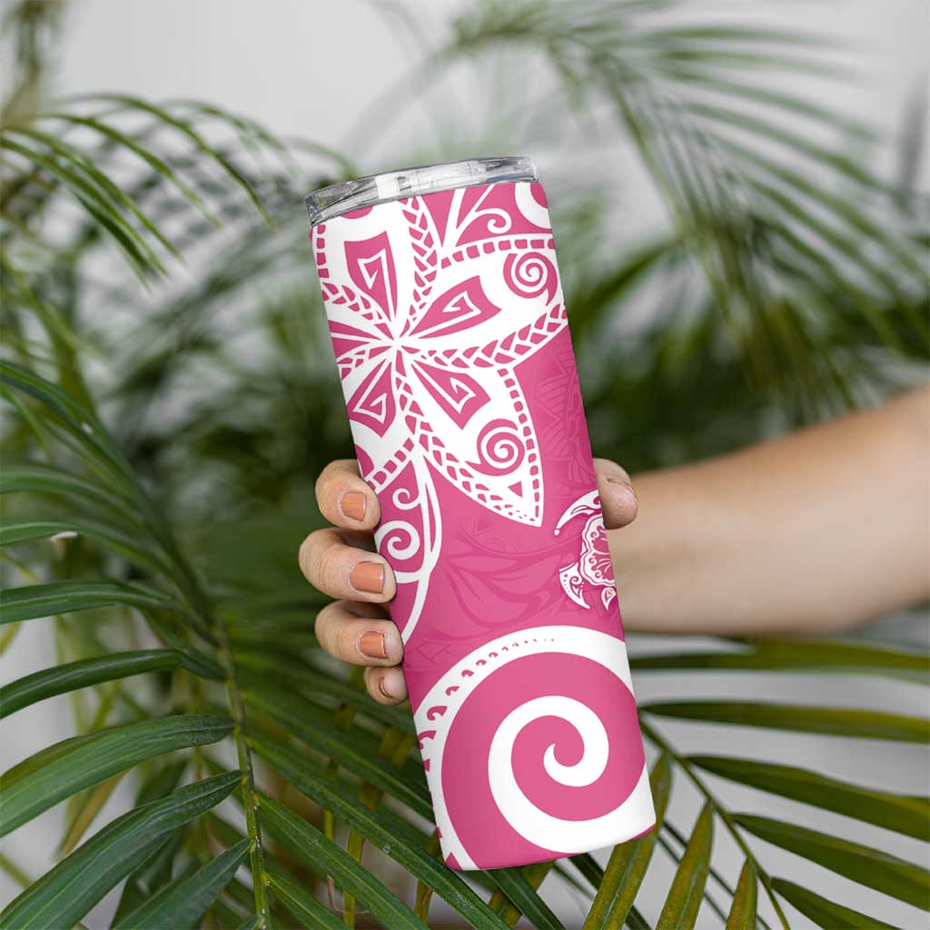 Polynesia Skinny Tumbler Pink Tribal Turtle Floral Pattern