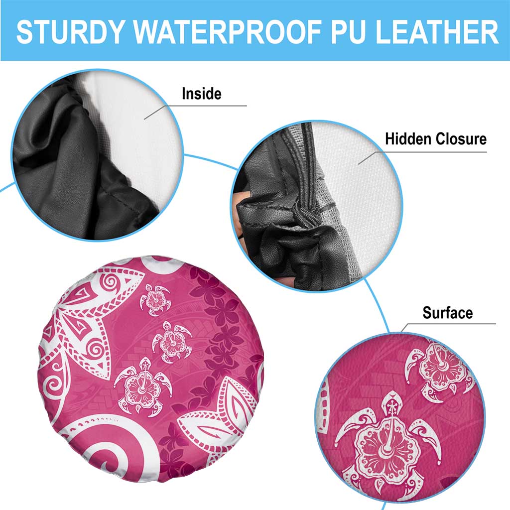 Polynesia Spare Tire Cover Pink Tribal Turtle Floral Pattern LT05 - Polynesian Pride