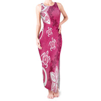 Polynesia Tank Maxi Dress Pink Tribal Turtle Floral Pattern LT05 Women Pink - Polynesian Pride