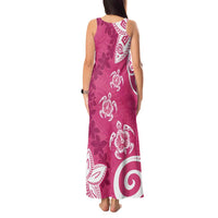 Polynesia Tank Maxi Dress Pink Tribal Turtle Floral Pattern LT05 - Polynesian Pride
