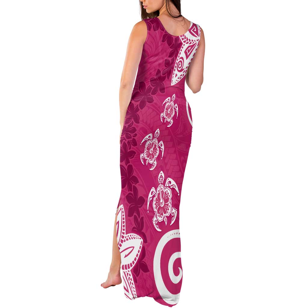 Polynesia Tank Maxi Dress Pink Tribal Turtle Floral Pattern LT05 - Polynesian Pride
