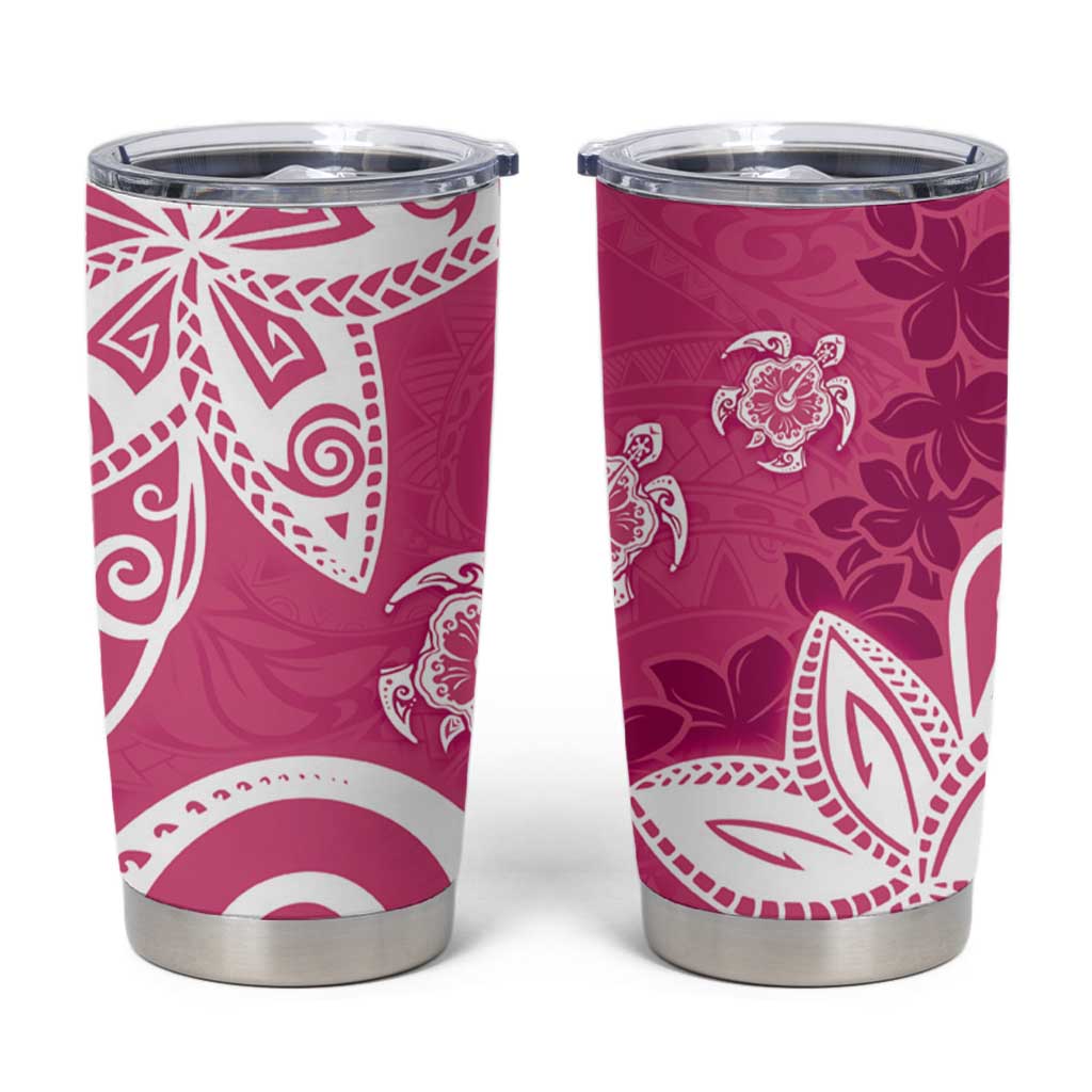 Polynesia Tumbler Cup Pink Tribal Turtle Floral Pattern LT05 Pink - Polynesian Pride