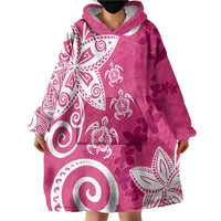 Polynesia Wearable Blanket Hoodie Pink Tribal Turtle Floral Pattern LT05 - Polynesian Pride