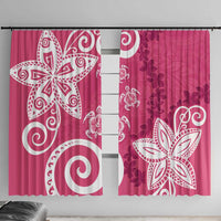 Polynesia Window Curtain Pink Tribal Turtle Floral Pattern LT05 With Hooks Pink - Polynesian Pride