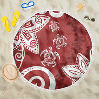 Polynesia Beach Blanket Red Tribal Turtle Floral Pattern LT05 One Size 150cm Red - Polynesian Pride